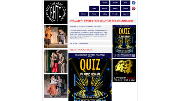Screenshot of the The Robin Hood Theatre Company Limited website