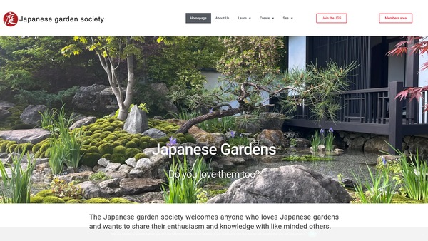 Screenshot of the Japanese Garden Society website