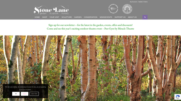 Screenshot of the Stone Lane Gardens website