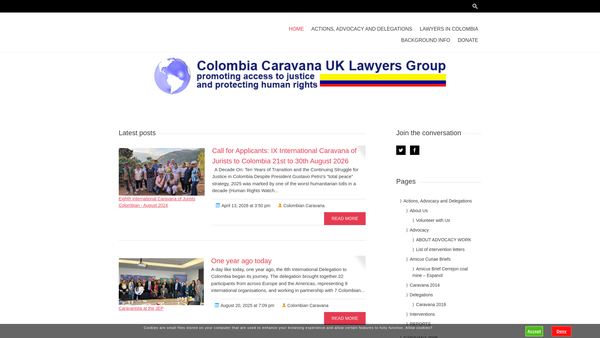 Screenshot of the Colombia Caravana Limited website