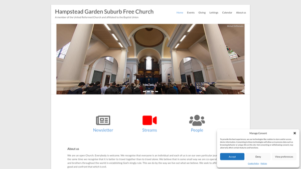 Screenshot of the Hampstead Garden Suburb Free Church website