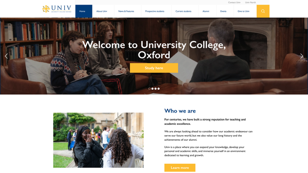 Screenshot of the The Master And Fellows Of The College Of The Great Hall Of The University Commonly Called University College In The University Of Oxford website