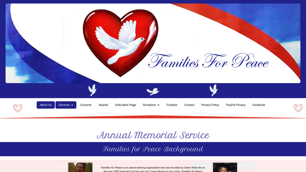 Screenshot of the Families For Peace Limited website