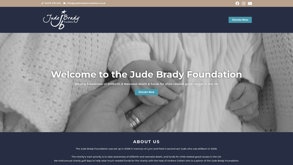 Screenshot of the Jude Brady Foundation website