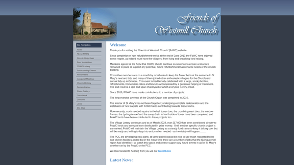 Screenshot of the Friends Of Westmill Church website