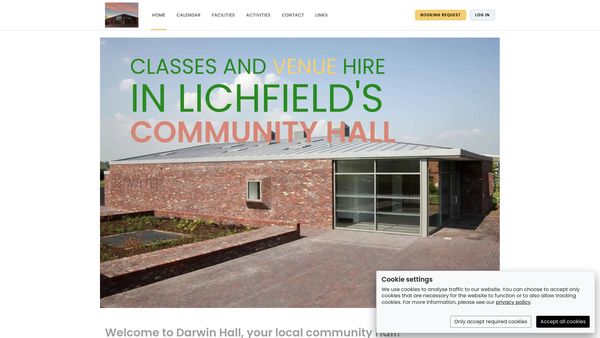 Screenshot of the Darwin Hall Community Association website