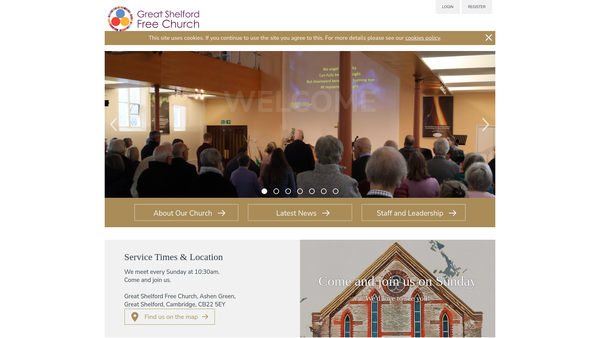 Screenshot of the Great Shelford Free Church (Baptist) website