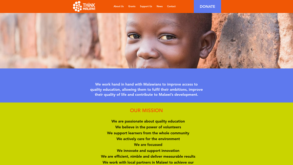 Screenshot of the Think Malawi website