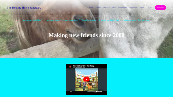 Screenshot of the The Healing Horse Sanctuary website