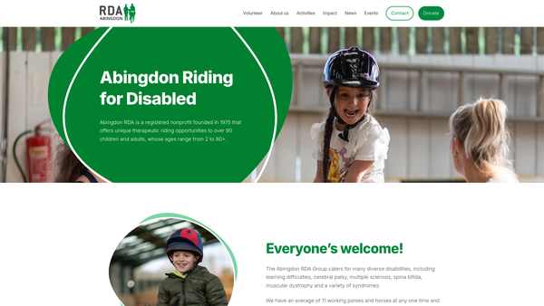Screenshot of the Riding For Disabled Association Abingdon Limited website