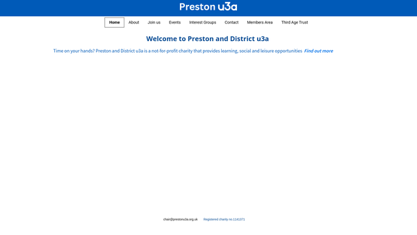 Screenshot of the Preston And District U3A website