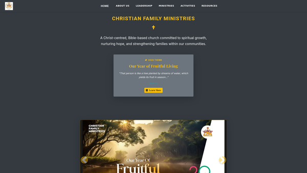 Screenshot of the Christian Family Ministries Tidworth website