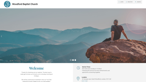 Screenshot of the Woodford Baptist Church website