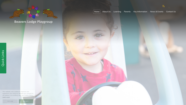 Screenshot of the Beavers Lodge Playgroup website