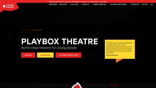 Screenshot of the Friends Of Playbox website