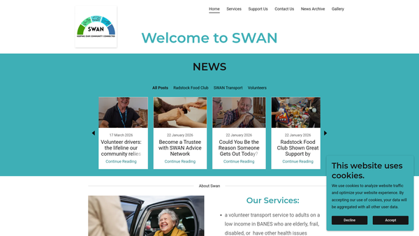 Screenshot of the Swan Advice Network website