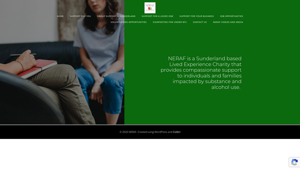 Screenshot of the Northern Engagement Into Recovery From Addiction Foundation website
