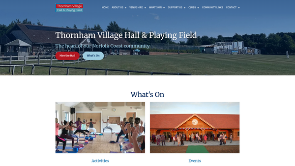 Screenshot of the Thornham Village Hall And Playing Field website