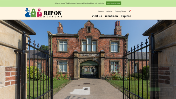 Screenshot of the Ripon Museum Trust website
