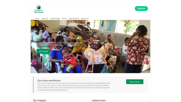 Screenshot of the Hospice Care Kenya Limited website