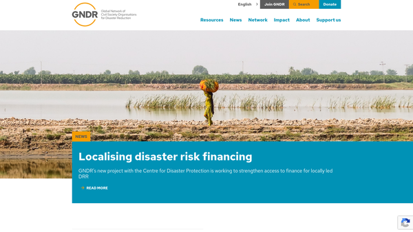Screenshot of the Global Network Of Civil Society Organisations For Disaster Reduction website