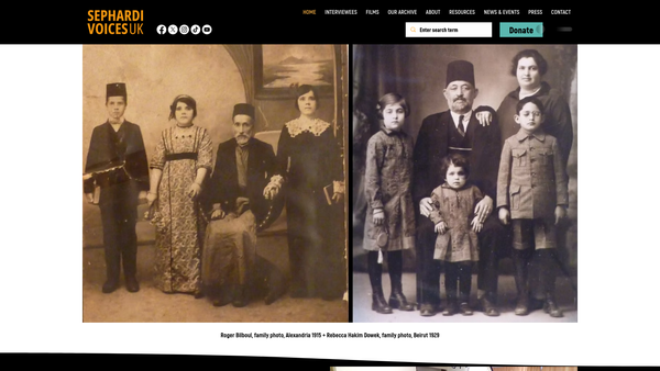 Screenshot of the Sephardi Voices UK website