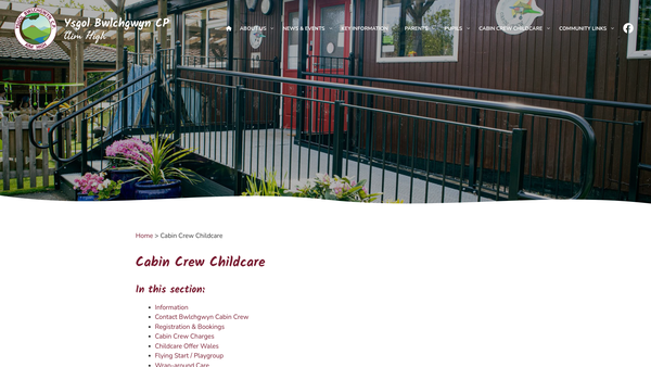 Screenshot of the Bwlchgwyn Cabin Crew website