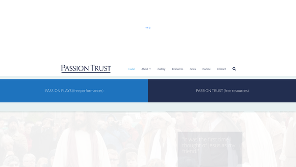 Screenshot of the Passion Trust website