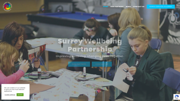 Screenshot of the The Surrey Wellbeing Partnership website