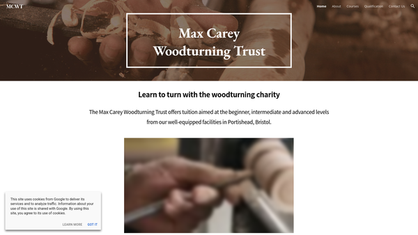 Screenshot of the Max Carey Woodturning Trust website