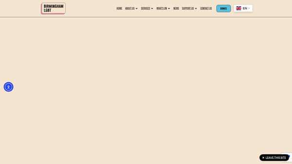 Screenshot of the Birmingham LGBT website