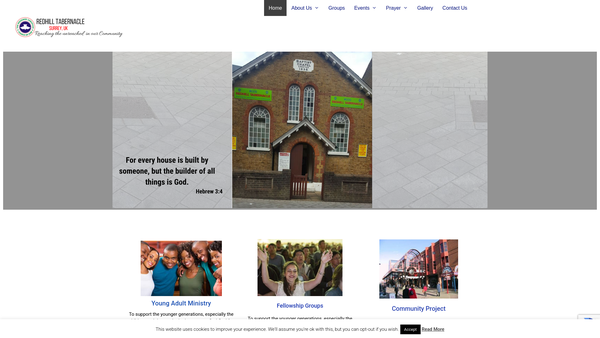 Screenshot of the Rccg Redhill Tabernacle website