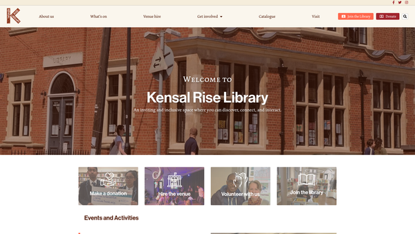 Screenshot of the Friends Of Kensal Rise Library Limited website