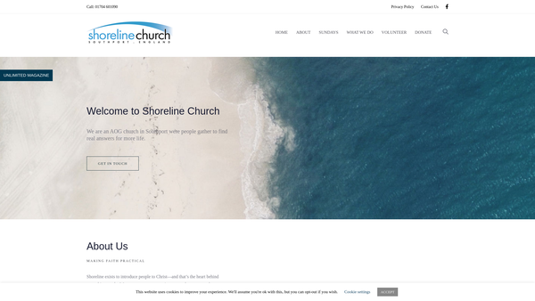 Screenshot of the Shoreline Church website