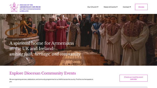 Screenshot of the Armenian Church Trust (UK) Limited website