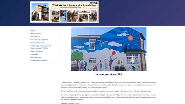 Screenshot of the West Watford Community Association website