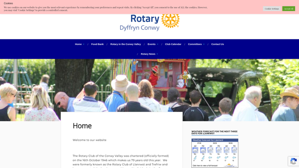 Screenshot of the Rotary Club Of The Conwy Valley Trust Fund website