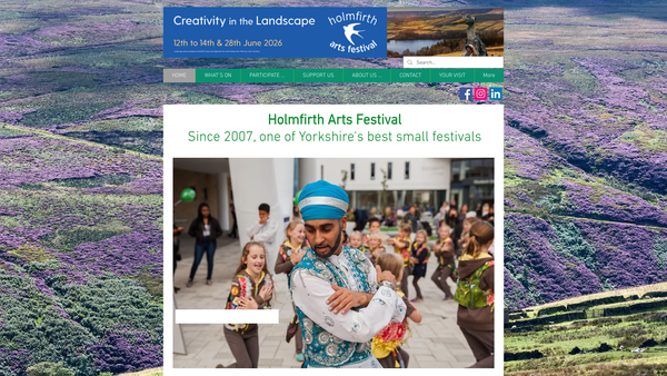 Screenshot of the Holmfirth Art & Music Limited website