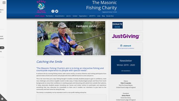 Screenshot of the The Masonic Fishing Charity website