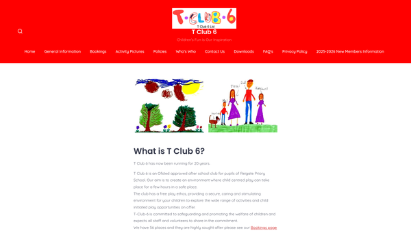 Screenshot of the T Club 6 Ltd website