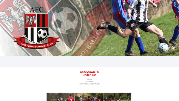 Screenshot of the Abbeytown Juniors Football Club website