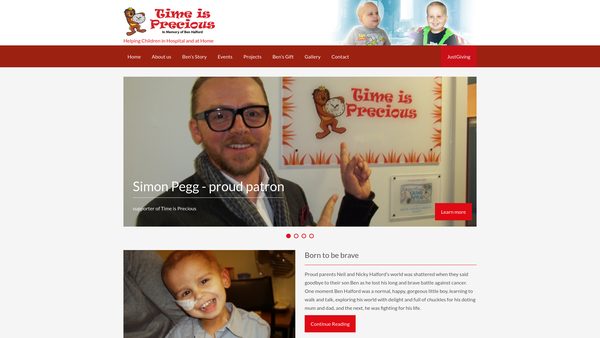 Screenshot of the Time Is Precious (In Memory Of Ben Halford) website
