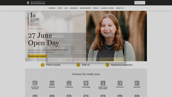 Screenshot of the The University Of Buckingham website