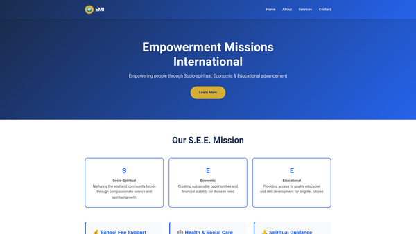 Screenshot of the Empowerment Missions International website