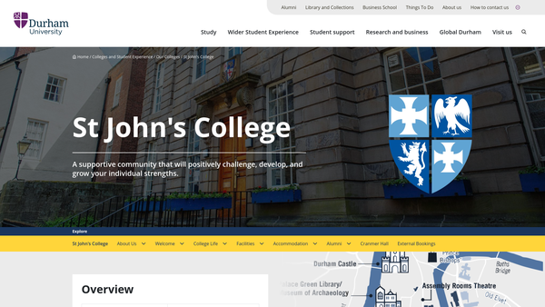 Screenshot of the St John's College, Durham website