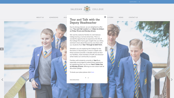 Screenshot of the Salesian College PTA website