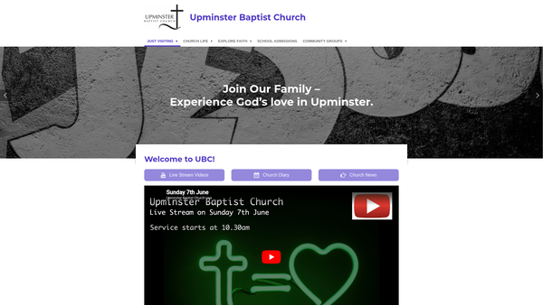 Screenshot of the Upminster Baptist Church website