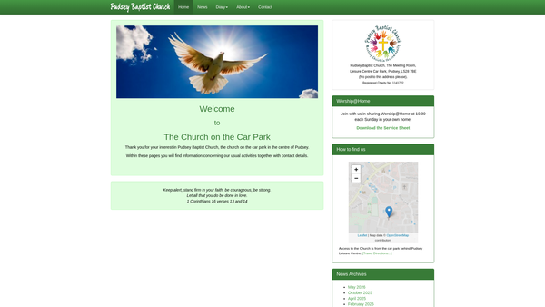 Screenshot of the Pudsey Baptist Church website