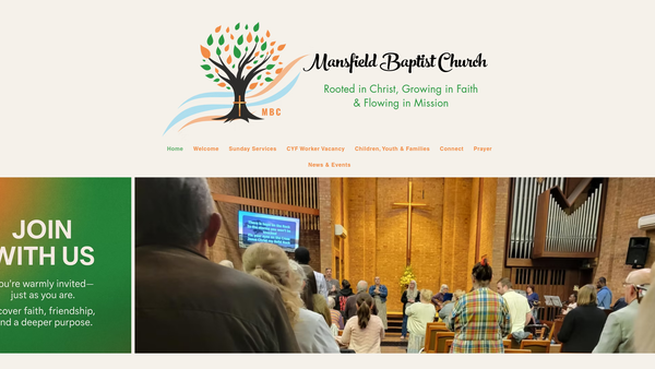 Screenshot of the Mansfield Baptist Church website