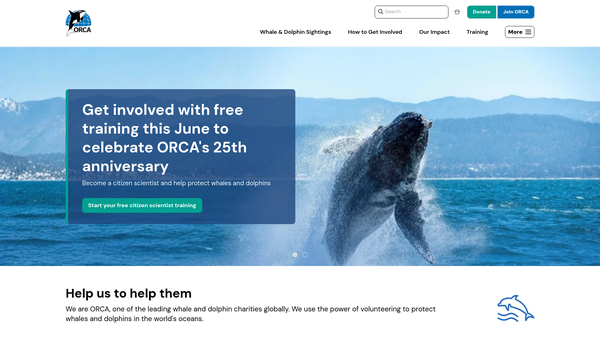 Screenshot of the Organisation Cetacea website
